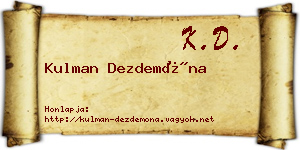 Kulman Dezdemóna névjegykártya
